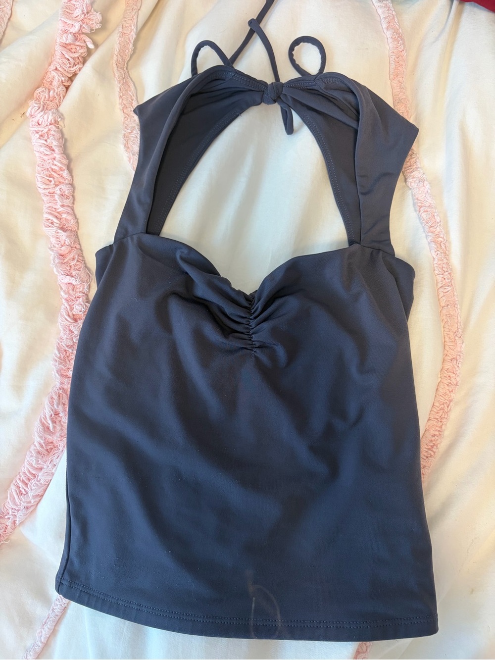 Garage Navy Halter Tankini Top